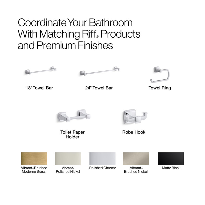 Riff Wall Mounted Towel Bar, Vibrant Brushed Moderne Brass, 18"W
