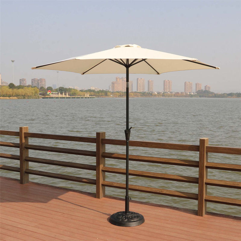 Parasol d'extérieur résistant à la rouille avec fonctions polyvalentes et durabilité, Crème
