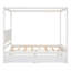 Lit double à baldaquin pleine grandeur, fini blanc brossé, avec 2 tiroirs pour un espace moderne au design moderne, fabriqué en bois de pin massif et à l'intérieur