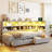 Twin XL to King Size Daybed with Two Storage Drawers, Storage Cabinets LED Light and USB Ports-129865449