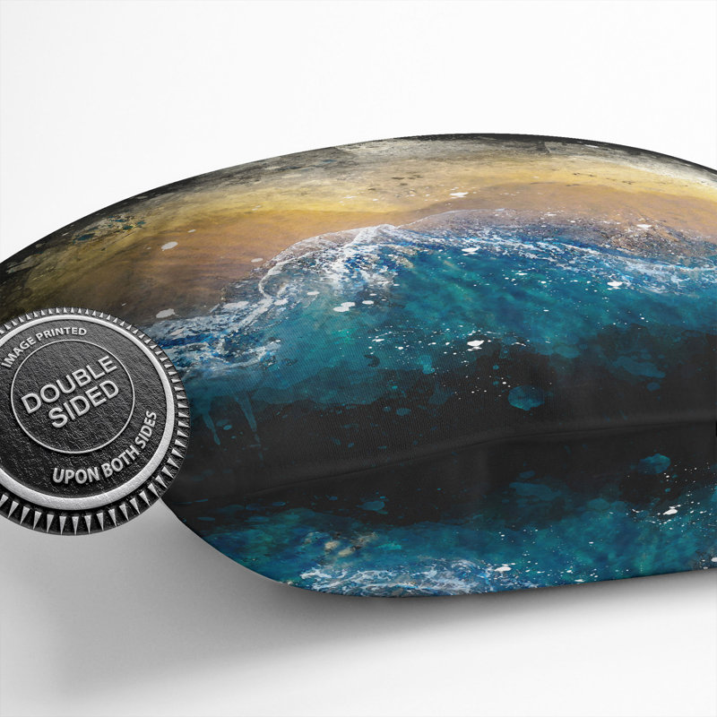 Incoming Waves Scatter Cushion, 55cm H x 55cm W x 20cm D, Black/Teal/Green