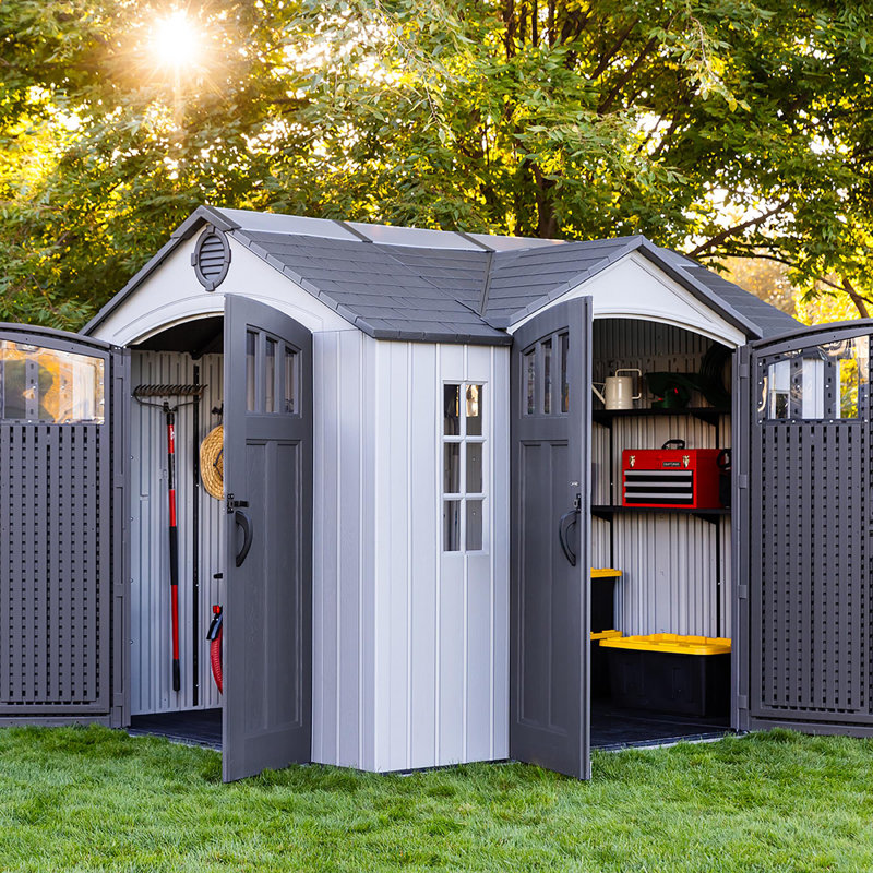 Lifetime 10 Ft. X 8 Ft. Dual-entry High-density Polyethylene (plastic) Outdoor Storage Shed With Steel-reinforced Construction