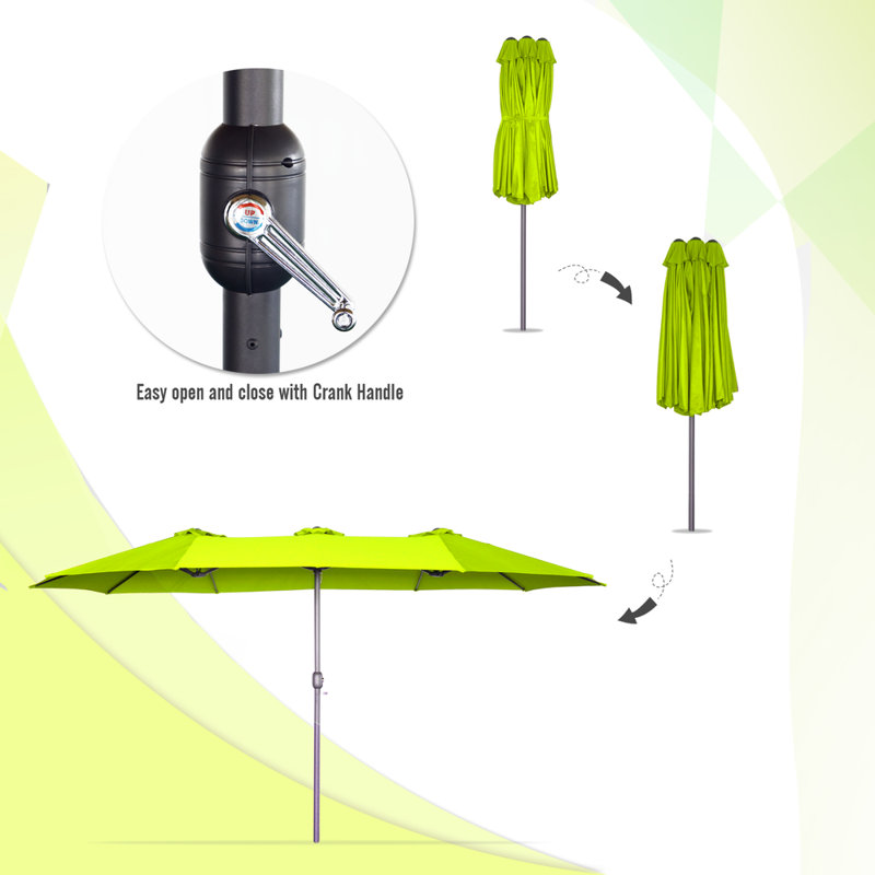 Parasol à double face pour patio extérieur, Vert