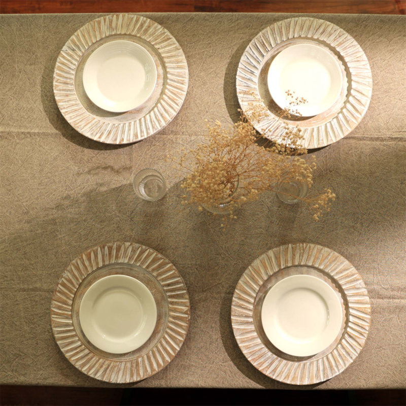 Plat de service en bois blanc fabriqué à la main de 13 pouces pour une vaisselle élégante et durable