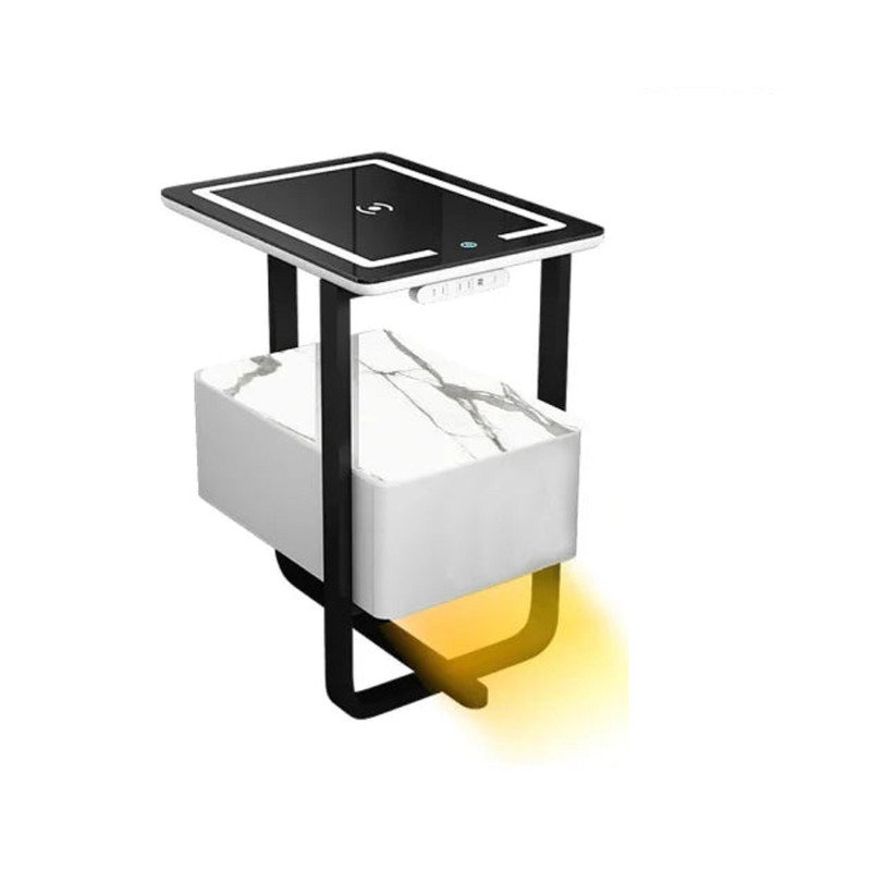Naqib Side Table Comfortable Nightstands Bedroom Drawers, Black/Orange