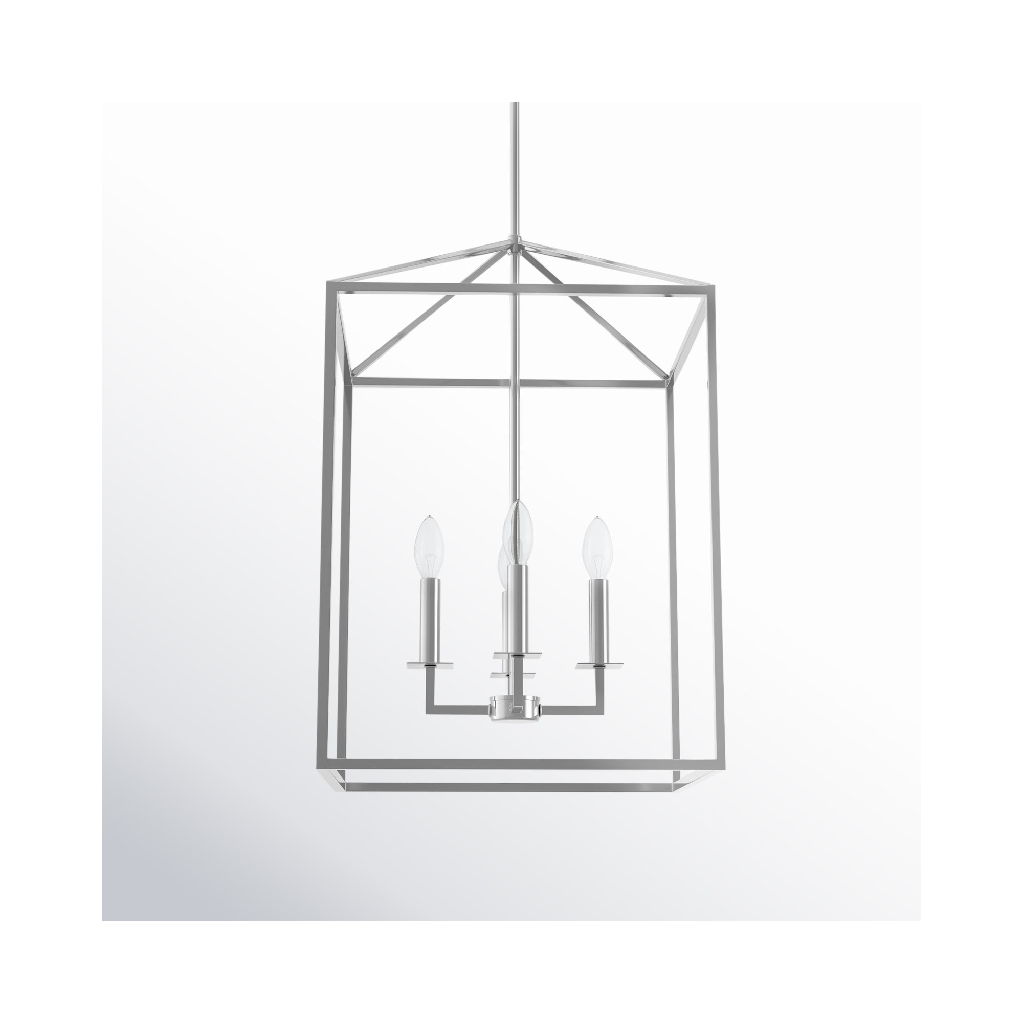 Ellis 4 - Light Metal Dimmable Lantern Chandelier, Chrome, 18.5" H x 12.25" W x 12.25" D, No