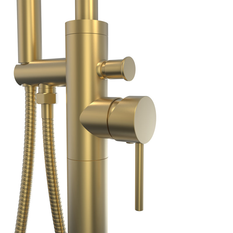 Havana Bathroom Tub Filler with Handshower, Brushed Brass