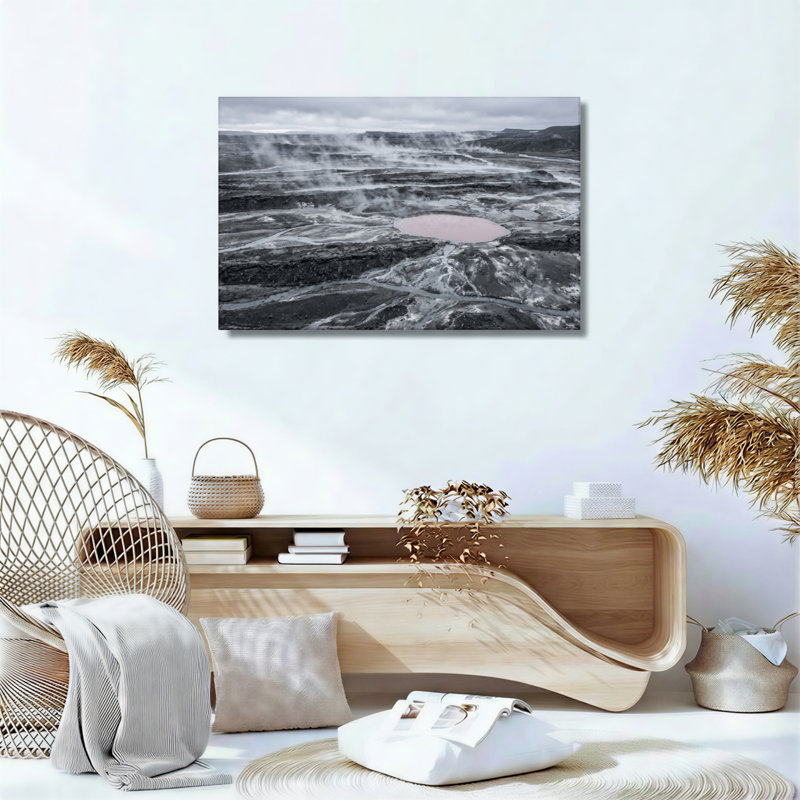 Ensemble de 1 tableau sur toile représentant un paysage de montagne, H 24 po x l 36 po, Toile tendue