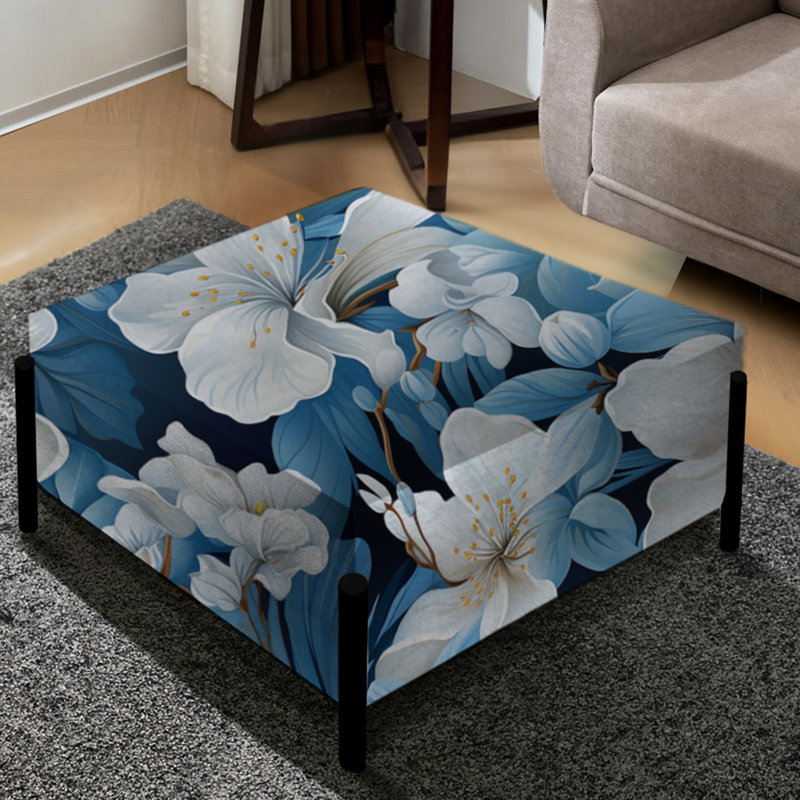 Motif azur azur motif tropical - Grand repose-pieds carré tropical