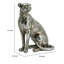 Figurine léopard Wendy assise, pierre thermolaquée, argent métallique 9 pouces