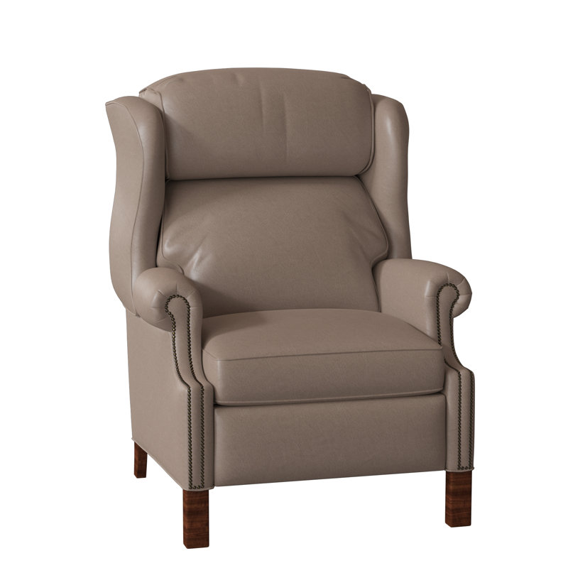 Fauteuil inclinable standard en similicuir de 33 po de large Chippendale, Français naturel No 9, Cuir véritable Fumo Aline