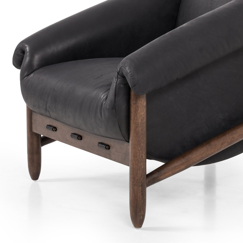Reggie Armchair, Heirloom Black Genuine Leather