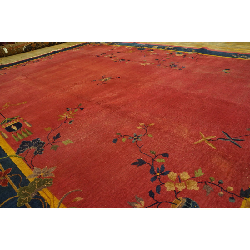 Hand Knotted Wool Area Rug in Pink