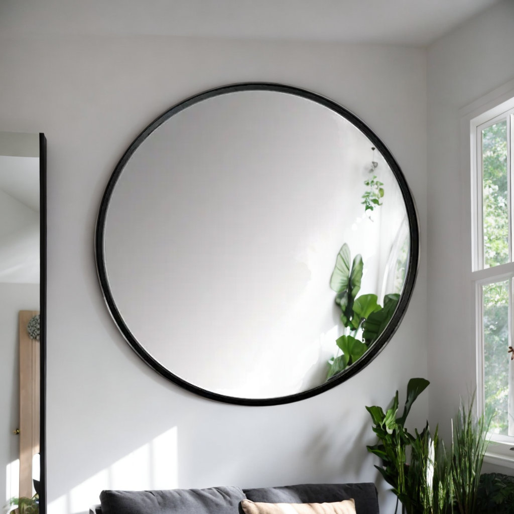 Roberts Accent Mirror, 60" x 60", Black, Metal