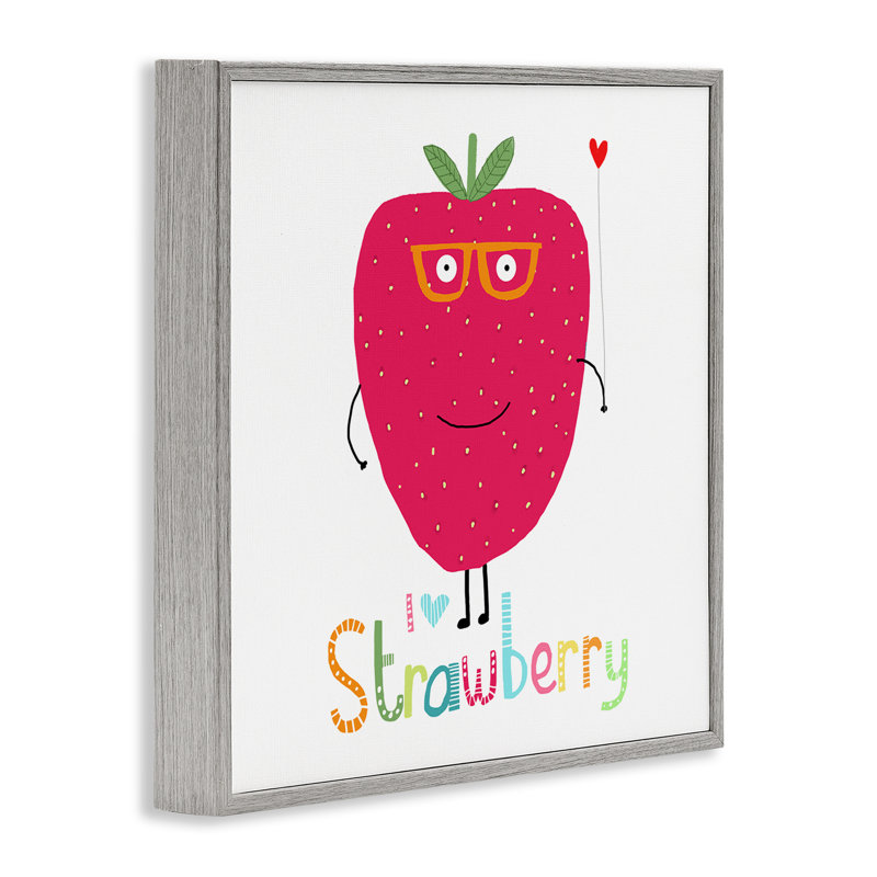 Art amusant, giclée encadrée de fraises par Carla Daly, H 24 po x l 24 po, Estampe numérique Farmhouse