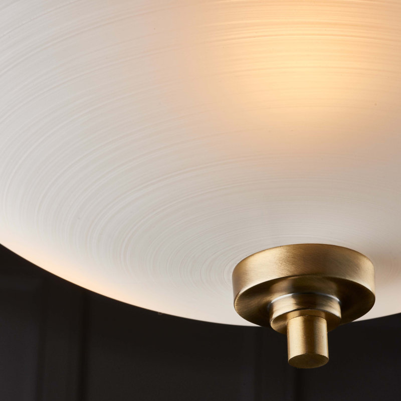 Miltiades Glass Semi Flush Mount, Antique Brass