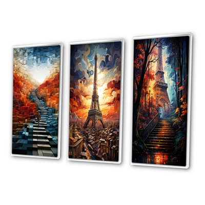 «Abstract Autum Stairway In Paris», 3 pièces sur toile