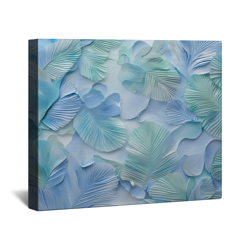Toile tendue texturée avec feuilles bleues en plusieurs tailles, 12 x 12 pouces