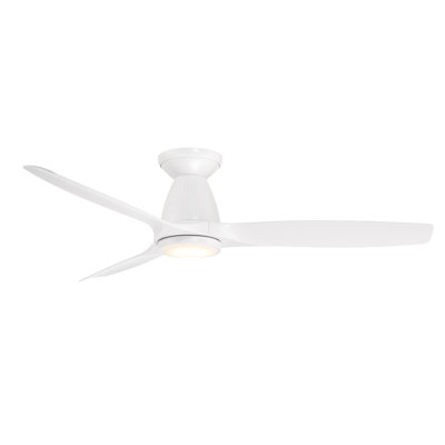 Skylark 54" 3 - Blade Outdoor LED Smart Flush Mount Ceiling Fan with Remote Control and Light Kit Included 