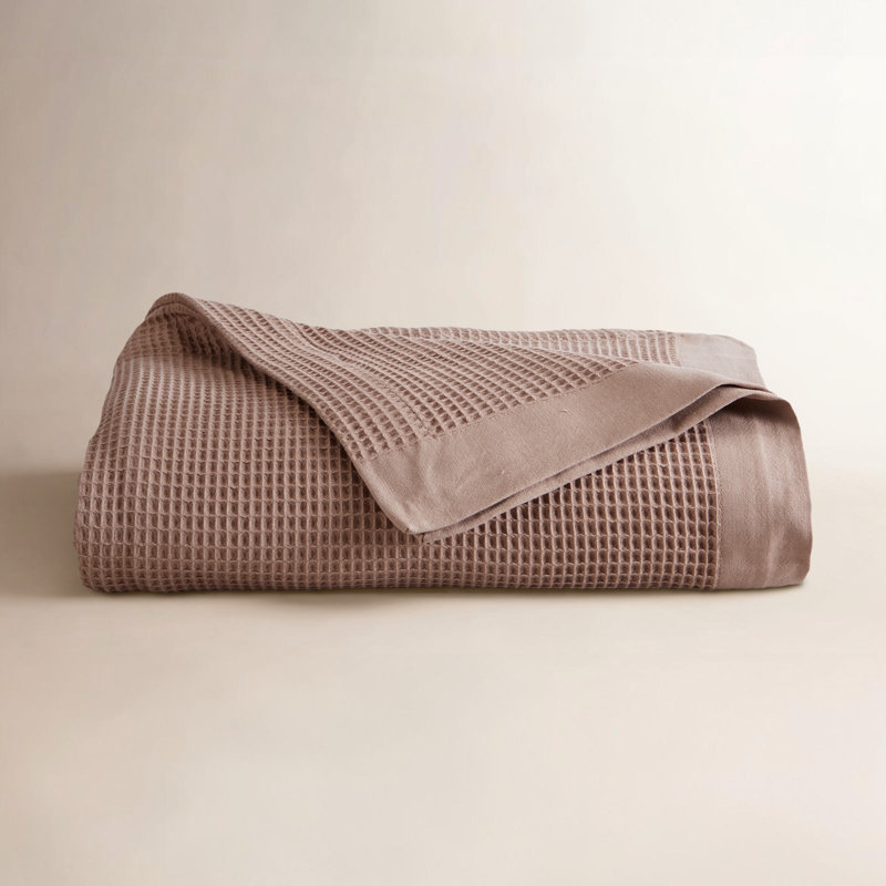 Couverture d'été 100% coton tissé gaufré léger, Très grand, Bois rouge