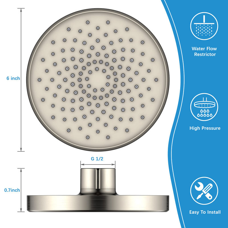 Pomme de douche réglable à 360 °, haute pression, buses en silicone anti-colmatage, pomme de douche cascade, Nickel brossé