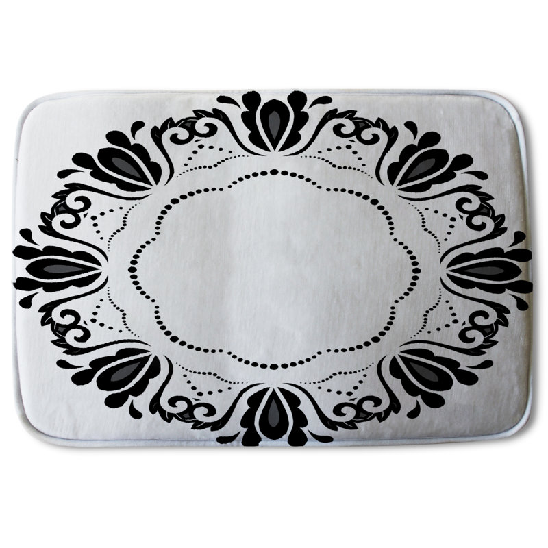 Key Non-Slip Backing Bath Rug, Royal Baroque Frame