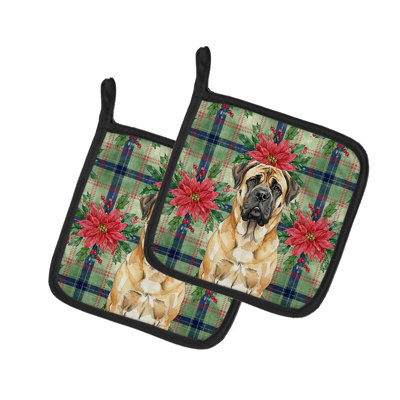 Paire de porte-casseroles Faw Mastiff Christmas Poinsettas