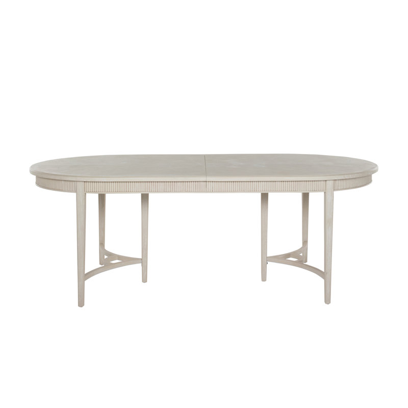 Cerused White Oval Extendable Wood Dining Table