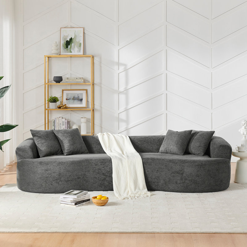 Canapé modulaire courbé à 4 places Modern Cloud, canapé de salon à compression minimaliste, sans assemblage requis, chenille, gris foncé
