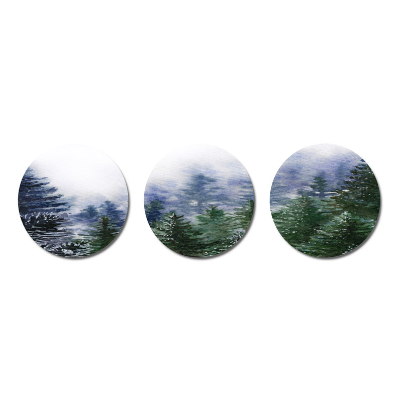 Ensemble de 3 décorations murales forêt dans le brouillard
