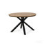 Table de salle à manger d'extérieur, plateau en teck et pieds en métal noir