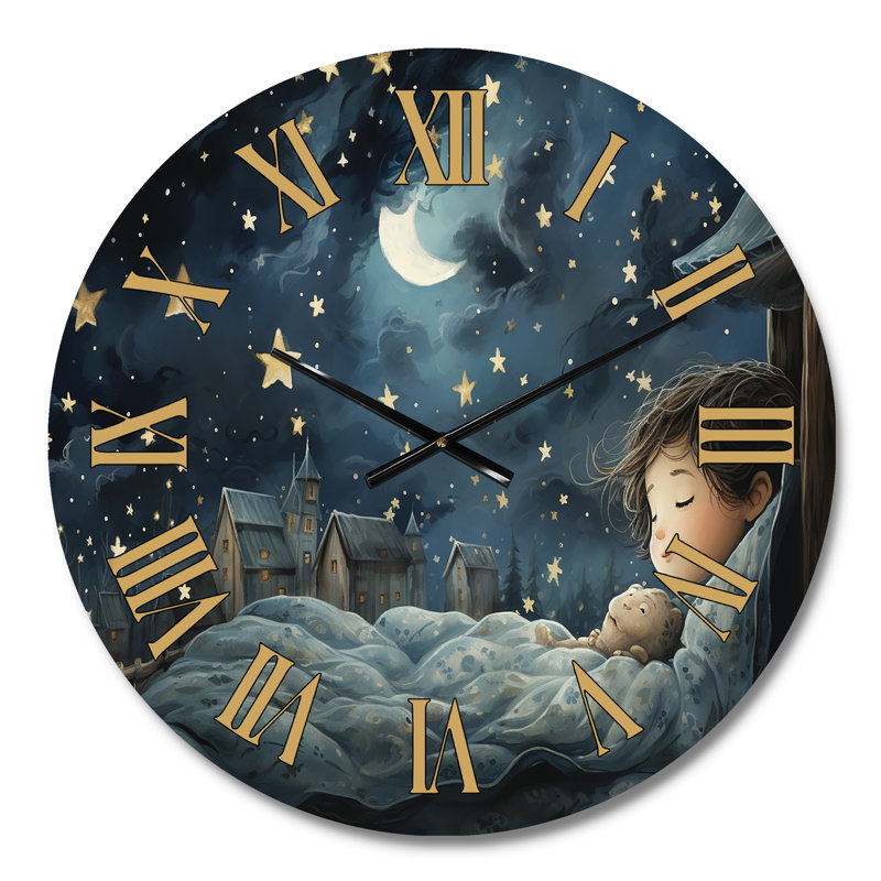 Horloge murale bleue d'enfant Haven Nursery II, Médium