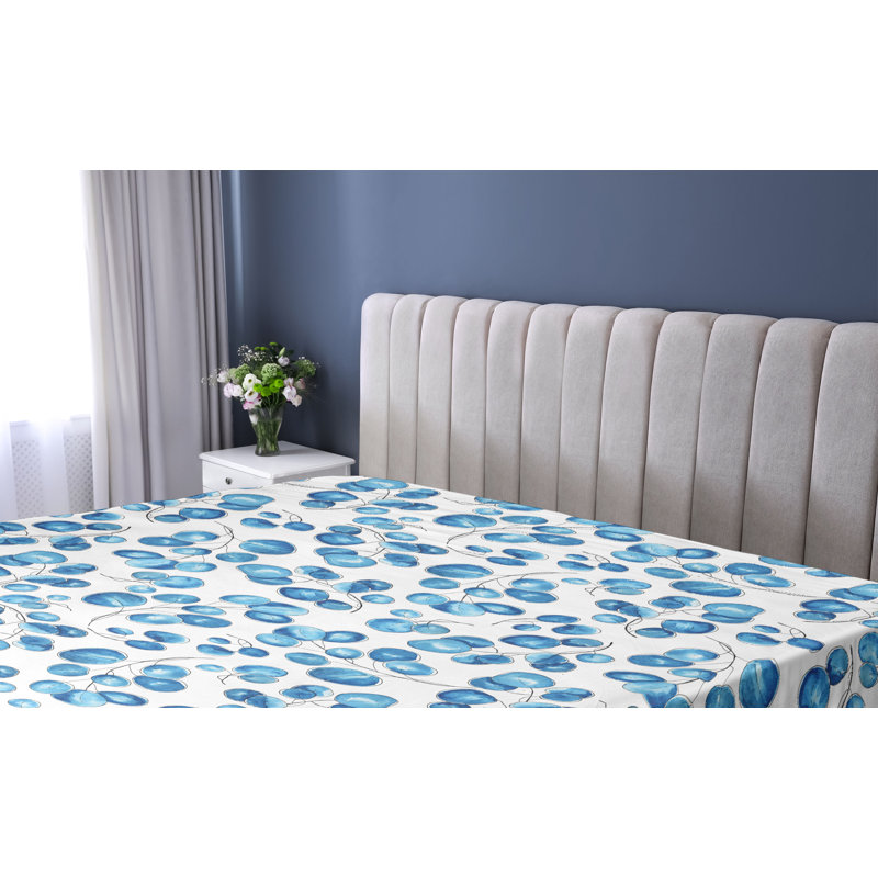 Drap-housse à motif floral Ambesonne, Drap-housse de taille très grand, Bleu azur, blanc / floral