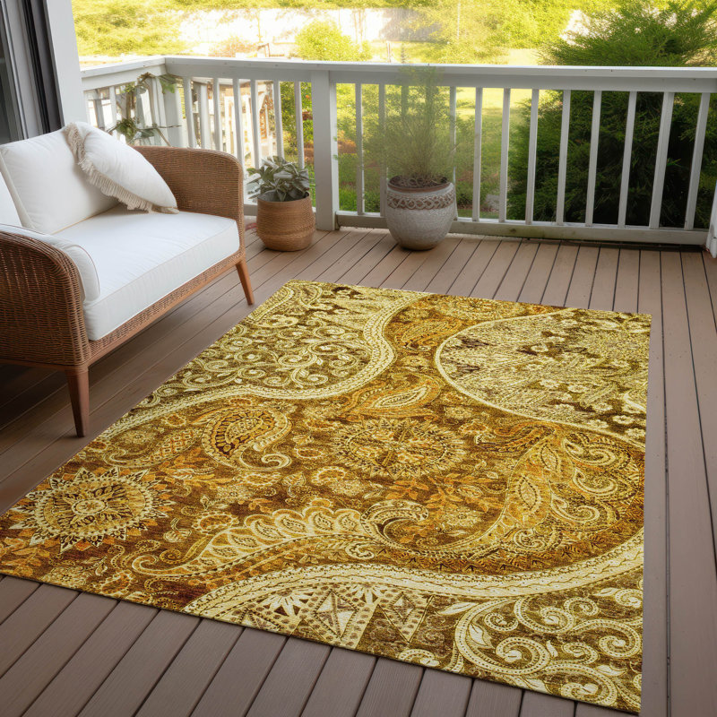 Tapis orange lavable intérieur / extérieur Carmina , 9 pi x 12 pi