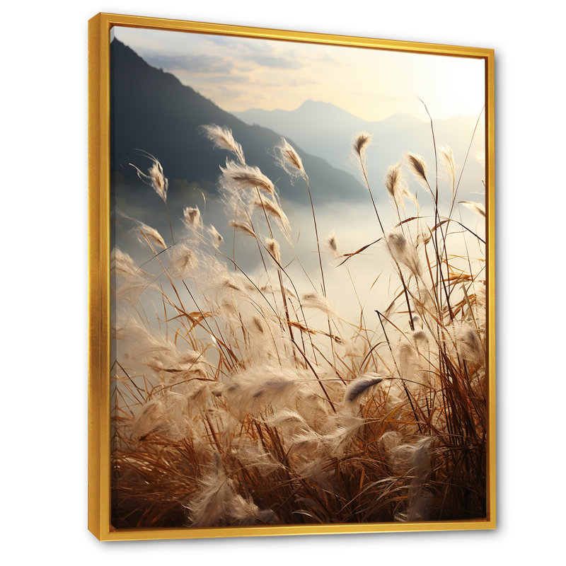 Ivory Island Meadows Mountain View sur toile, Cadre flottant doré, H 32 po x l 16 po x P 1 po