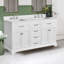Meuble-lavabo blanc 72 po avec comptoir en marbre et deux lavabos