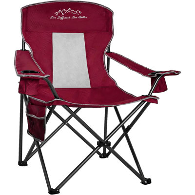 Folding Camping Chair Mesh Back Portable Breathable Outdoor Chairs With Carry Bag & Cup Holder For Camping, Beach, Fishing, Sports, Patio, Red,2pk
