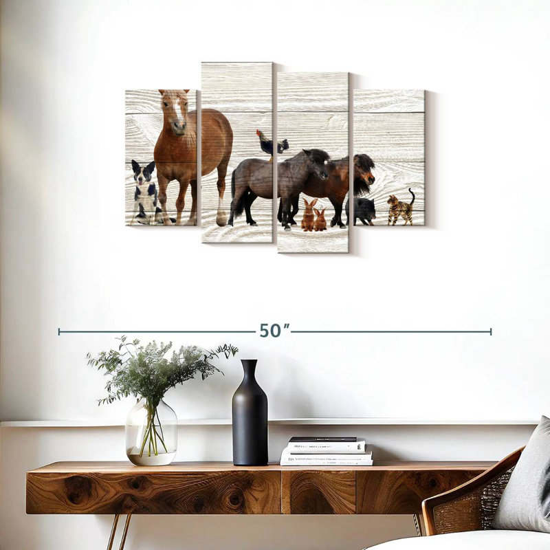 Brampt Wooden Farm Animals, 22" H x 36" W