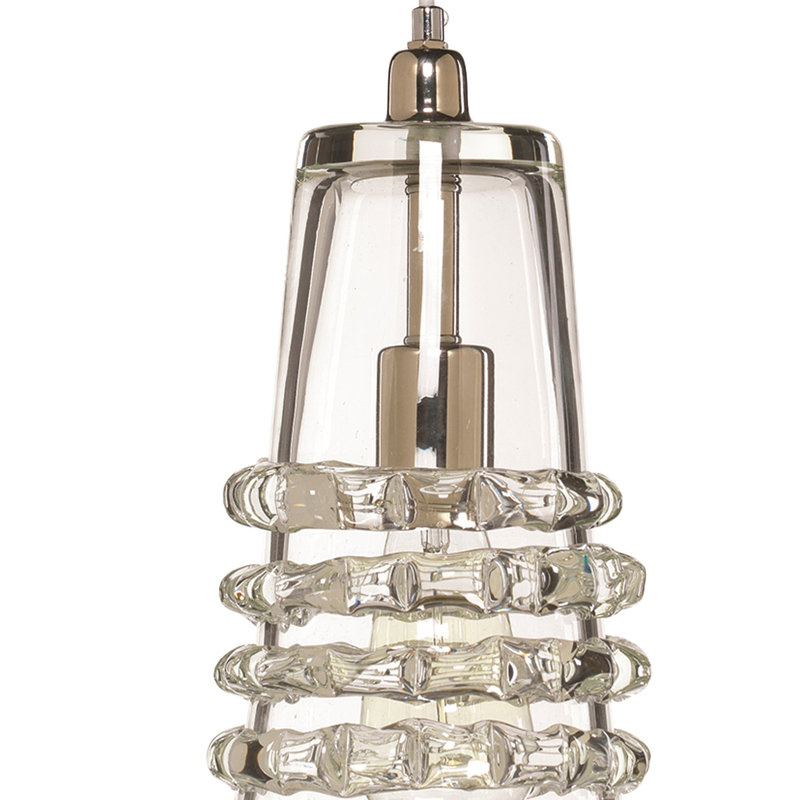 Mini Lindsay Clear Glass 1-Light Pendant with Silver Accents