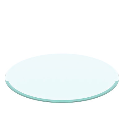 Plateau de table en verre trempé de 30 po - Surface lisse et biseautée épaisse de 2/5 po pour les tables de réunion et de salle à manger