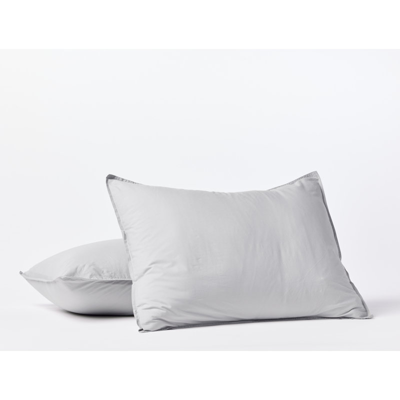 Couvre-oreiller en percale organique froissé standard, Bleu acier, Standard