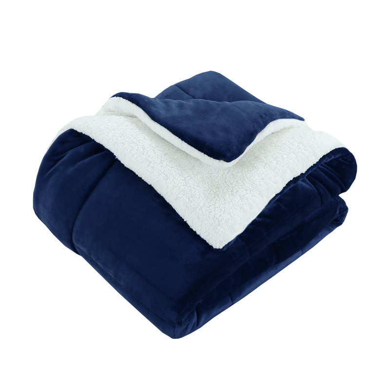 King Blue Organic Reversible Micromink Sherpa Comforter Set