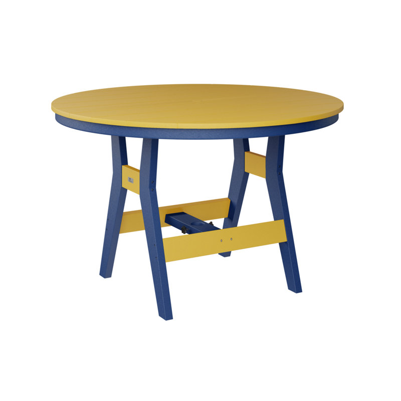 Table de salle à manger ronde 48 po Berlin Gardens Harbor, Bleu pacifique, Jaune soleil levant