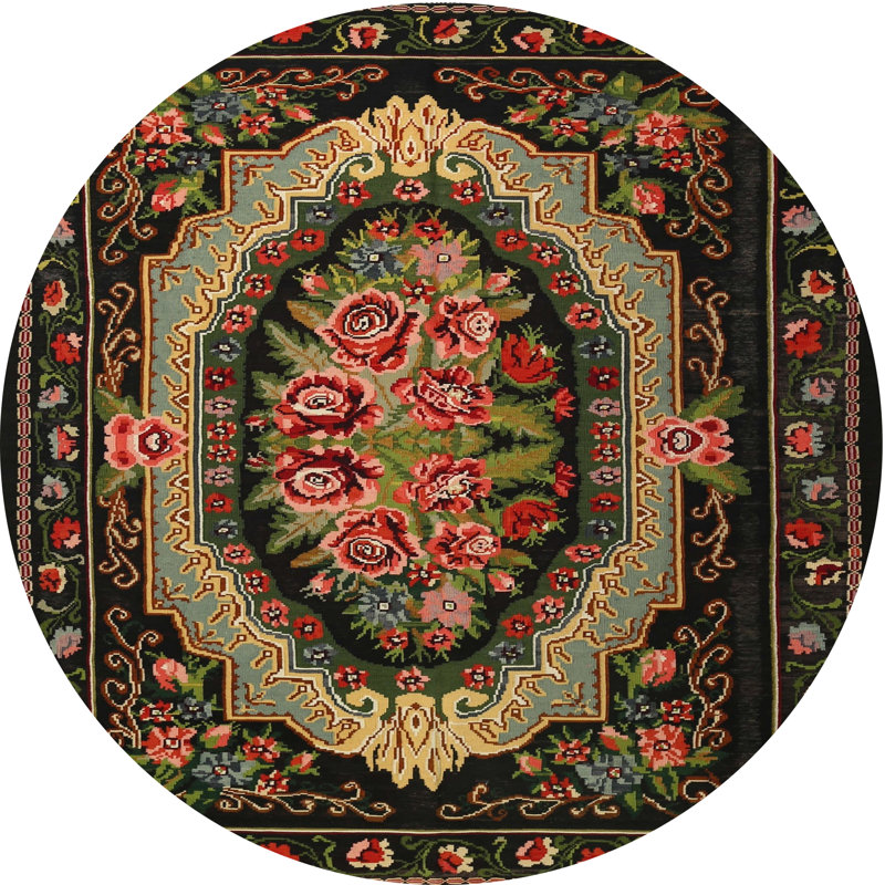 Tapis oriental tissé à la machine Chelo, Rond 7 pi