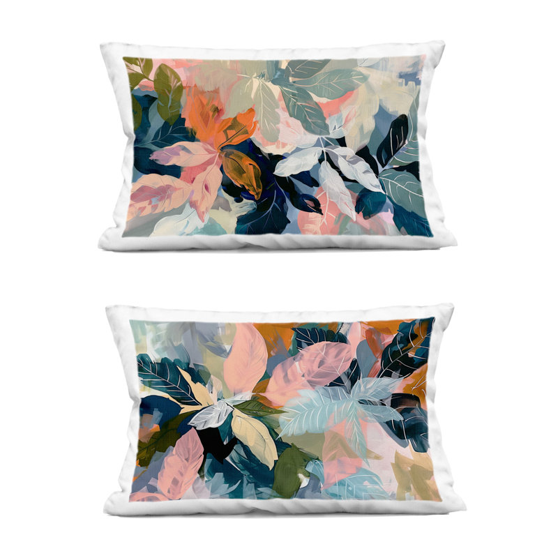 Ensemble de coussins décoratifs imprimés 2 pièces Tropical Oasis Flowers par Elara Yasna