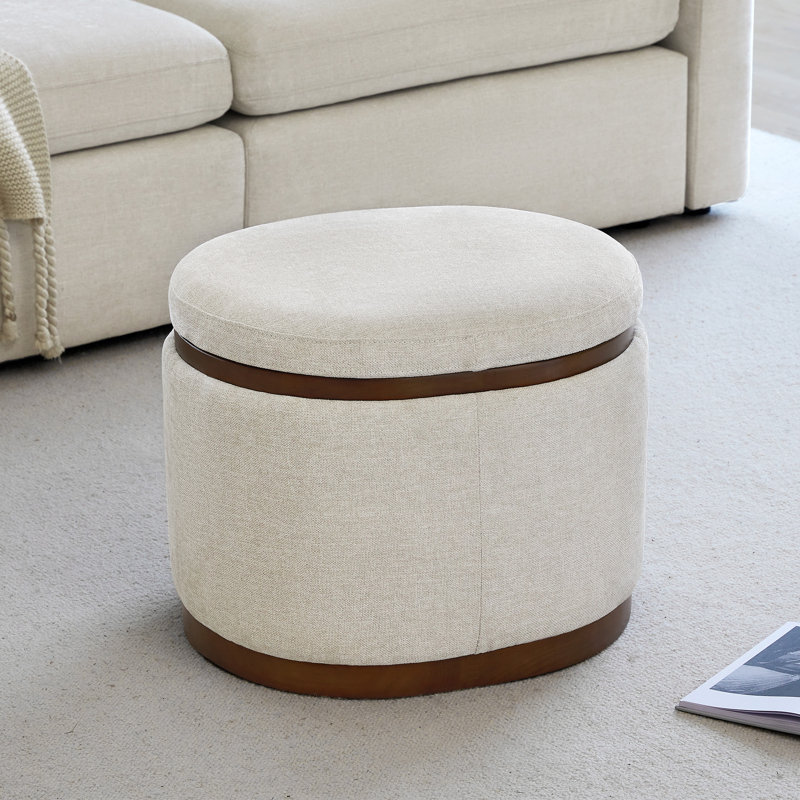Figuaro Upholstered Storage Ottoman, Beige