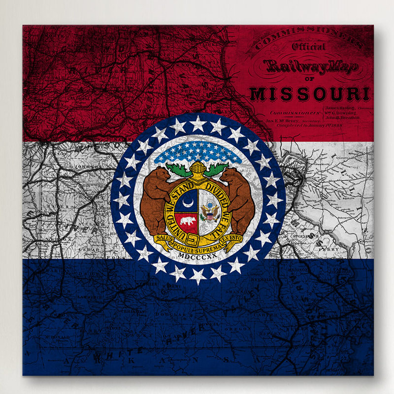 Drapeau missouri, grunge rétro carte sur toile, H 37 po x l 37 po x P 1,5 po