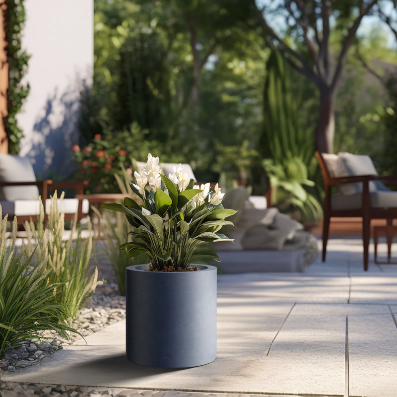 Pot à fleurs en ciment Skogh, H 13 po x l 13 po x P 13 po, Gris granite