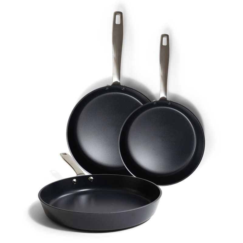 Black Aluminum 3-Piece Nonstick Ceramic Frying Pan Set