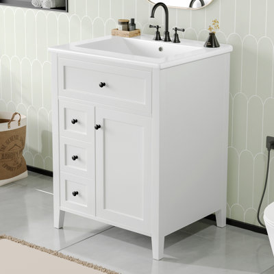 Meuble-lavabo moderne 24 po avec lavabo et armoire de rangement Modern